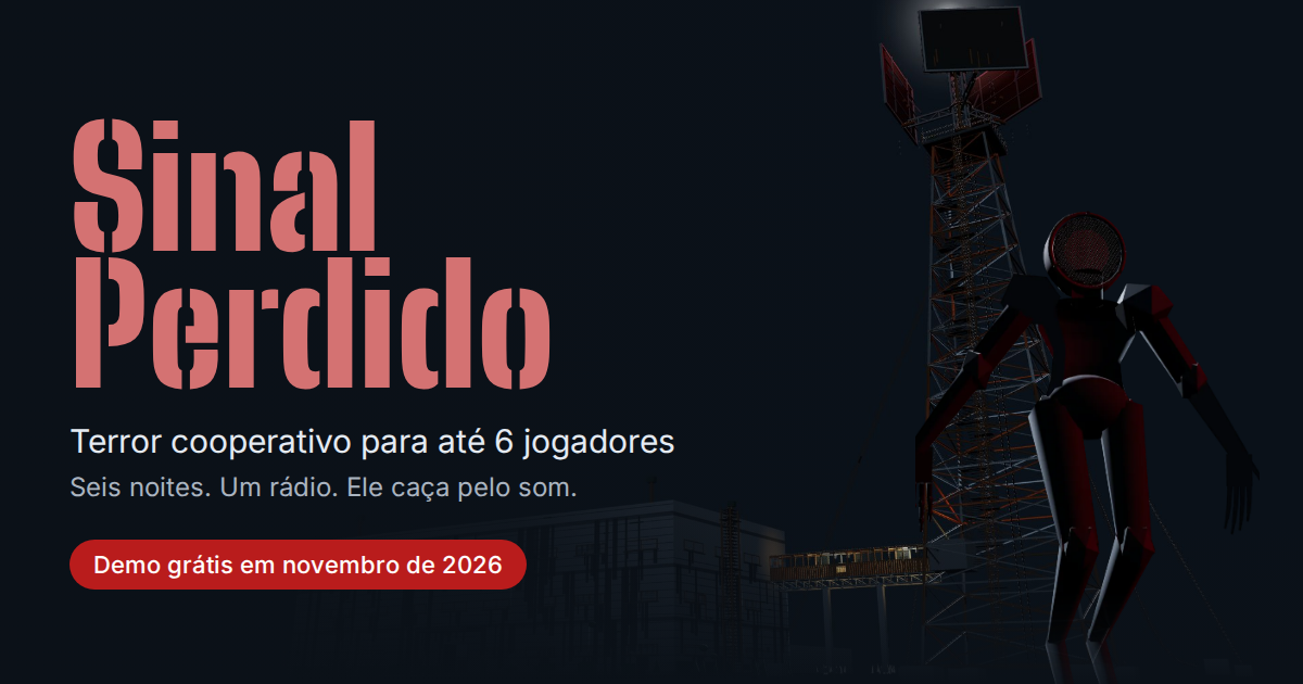 Capa de Sinal Perdido: torre de rádio com sinal vermelho e GOLOS ao fundo